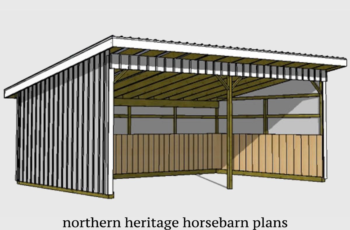 16x24 Run in/loafing Horse Barn Plan – Northern Heritage Horsebarn