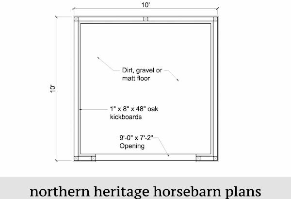 10x10 Run in/loafing Horse Barn Plan