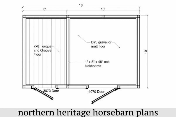 10x16 Horse Barn Plan with added tack room bonus (1-10x10 stall - 1-10x6 tack room)