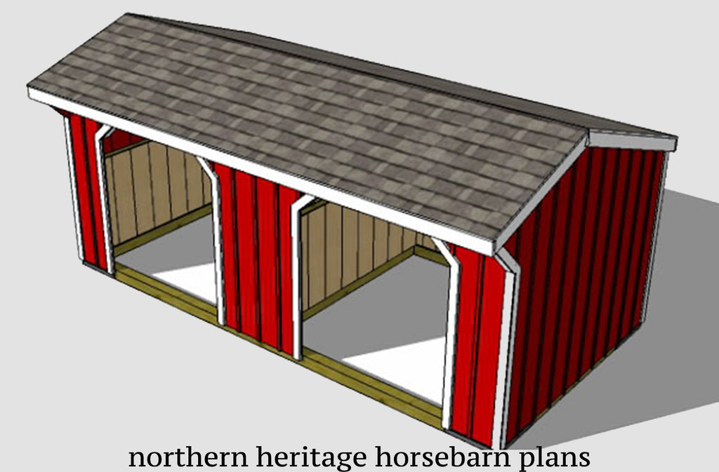 10x20 Run in/loafing Horse Barn Plan