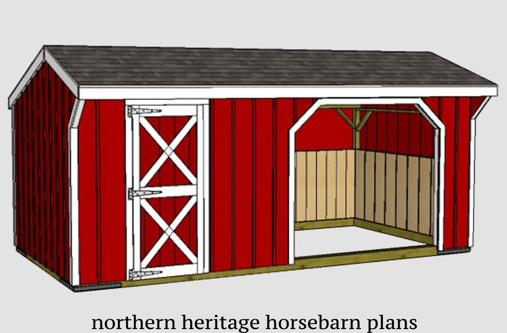 10x20 Run in/loafing Horse Barn Plan with added tack room bonus