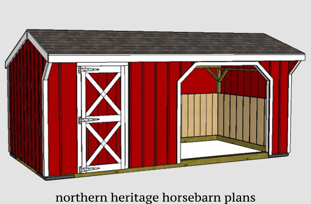 10x20 Run in/loafing Horse Barn Plan with added tack room bonus