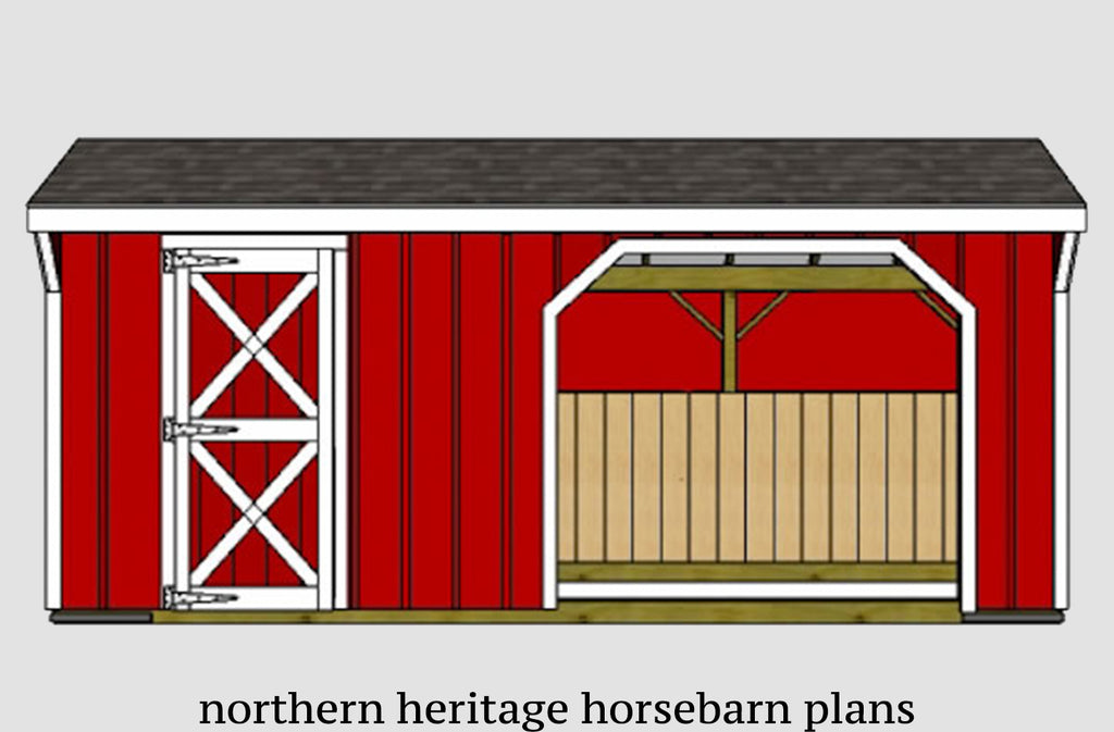 10x20 Run in/loafing Horse Barn Plan with added tack room bonus