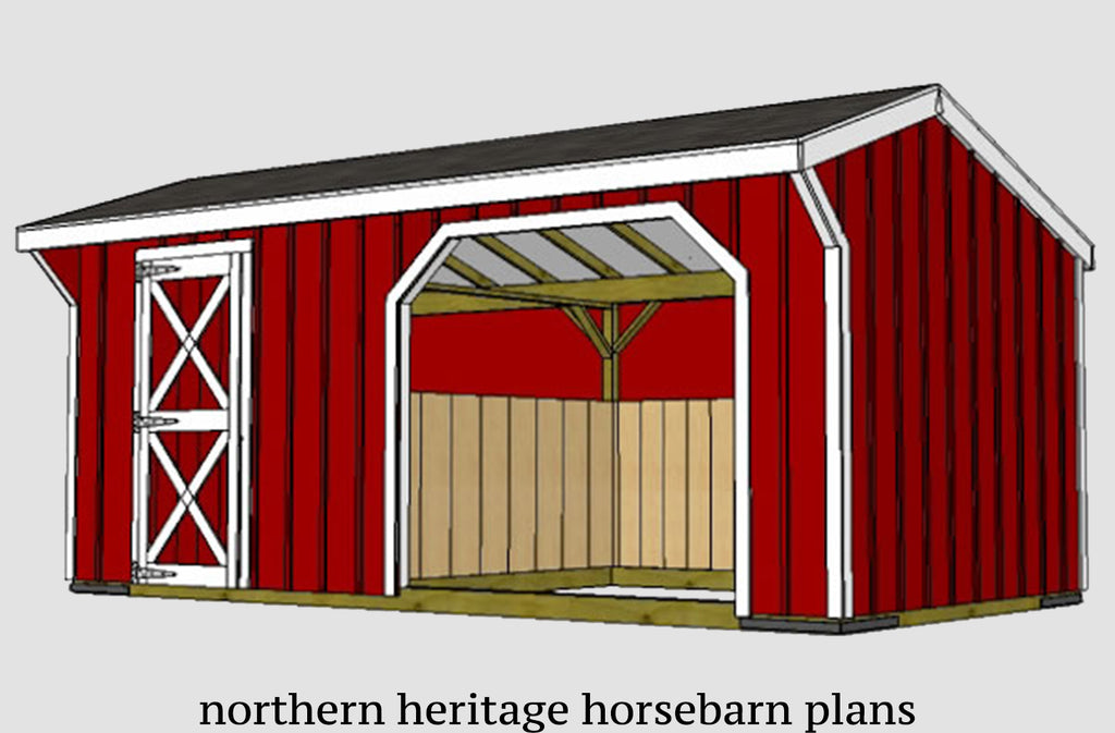 10x20 Run in/loafing Horse Barn Plan with added tack room bonus