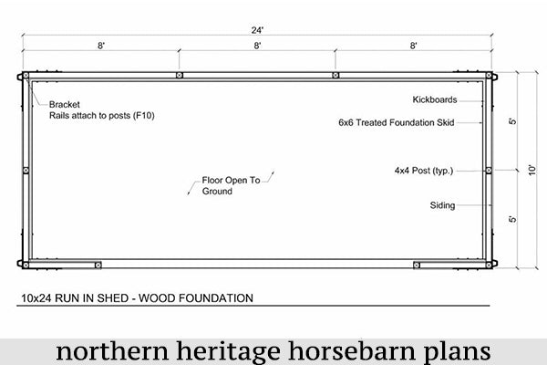 10x24 Run in/loafing Horse Barn Plan