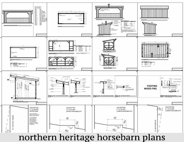 10x24 Run in/loafing Horse Barn Plan