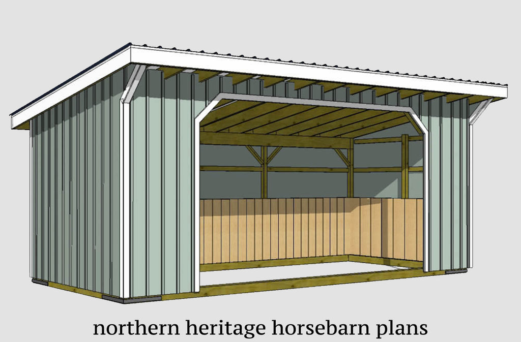 10x24 Run in/loafing Horse Barn Plan