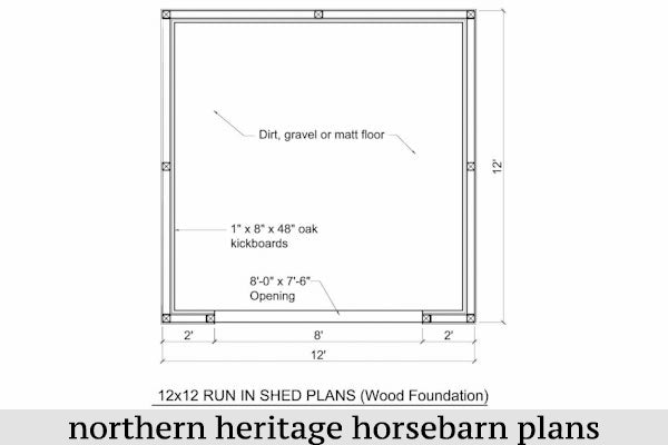 12x12 Run in/loafing Horse Barn Plan