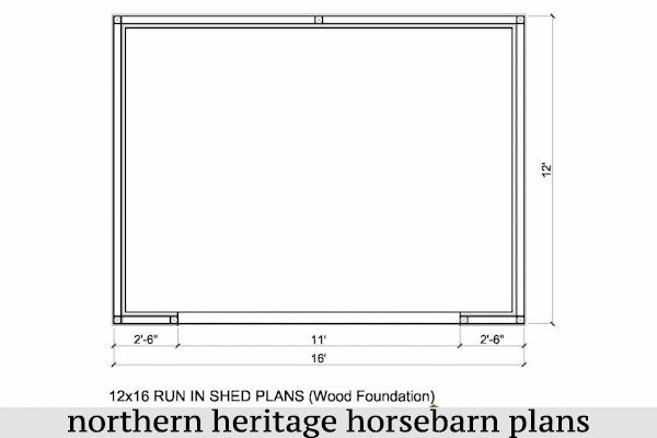 12x16 Run in/loafing Horse Barn Plan