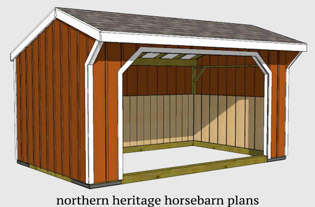 12x16 Run in/loafing Horse Barn Plan