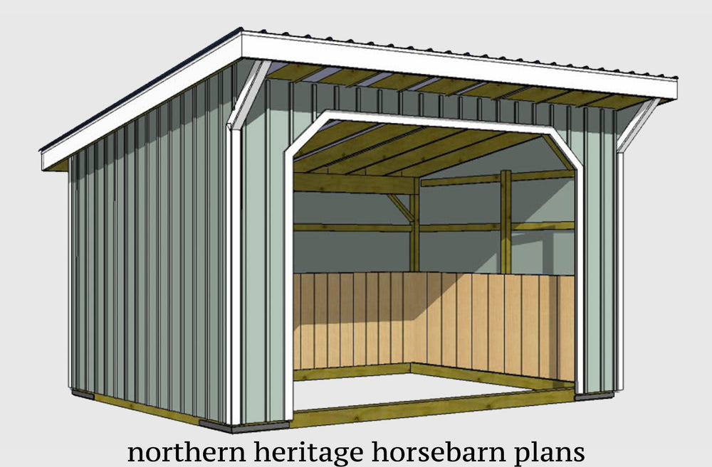 12x16 Run in/loafing Horse Barn Plan