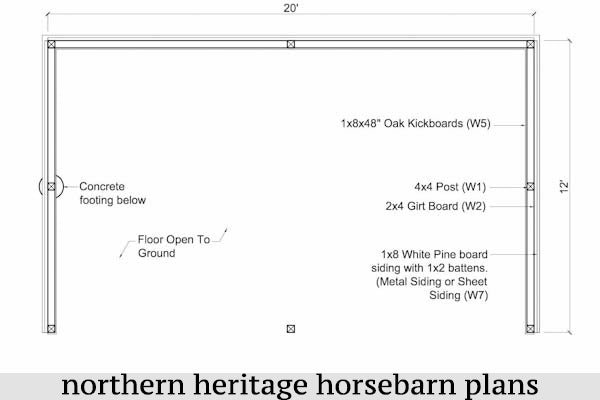 12x20 Run in/loafing Horse Barn Plan