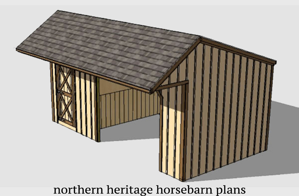 12x22 Run in/loafing Horse Barn Plan with added tack room bonus and cantilever