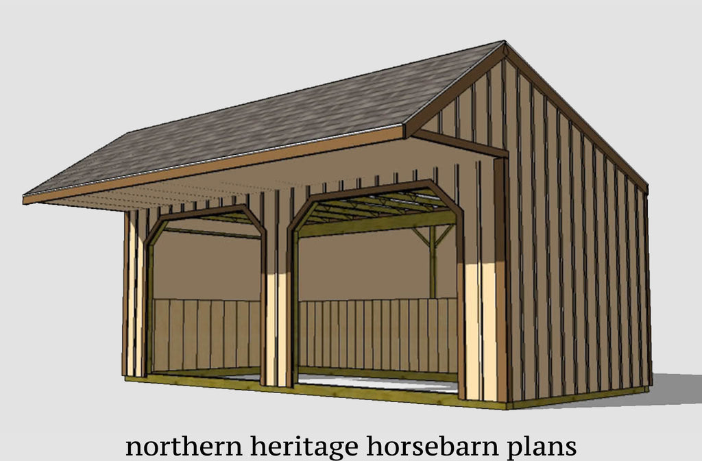 12x24 Run in/loafing Horse Barn Plan with Tow Hooks