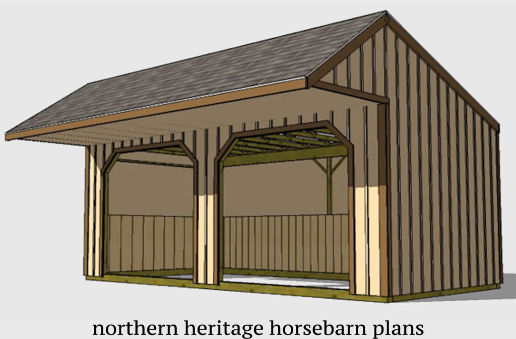 12x20 Run in/loafing Horse Barn Plan with added cantilever roof overhang