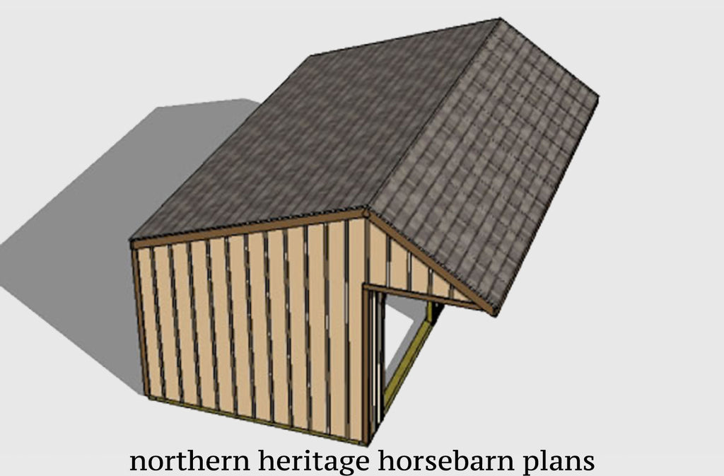 12x20 Run in/loafing Horse Barn Plan with added cantilever roof overhang