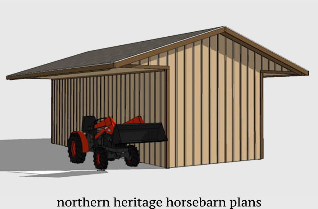 12x30 Horse Barn Plan with added tack room bonus- 3 stall