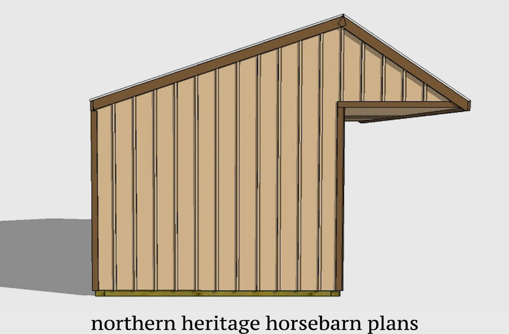 12x32 Run in/loafing Horse Barn Plan with added cantilever