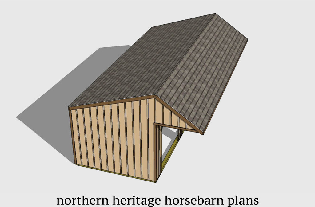 12x32 Run in/loafing Horse Barn Plan with added cantilever