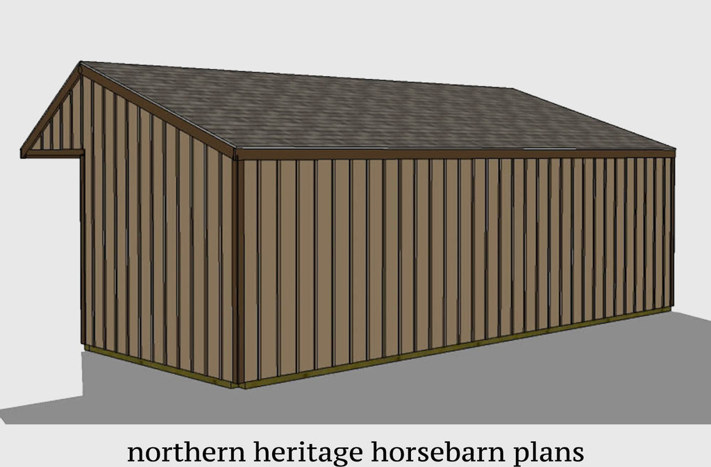 12x32-RIC-WF Run in/loafing Horse Barn Plan with added cantilever