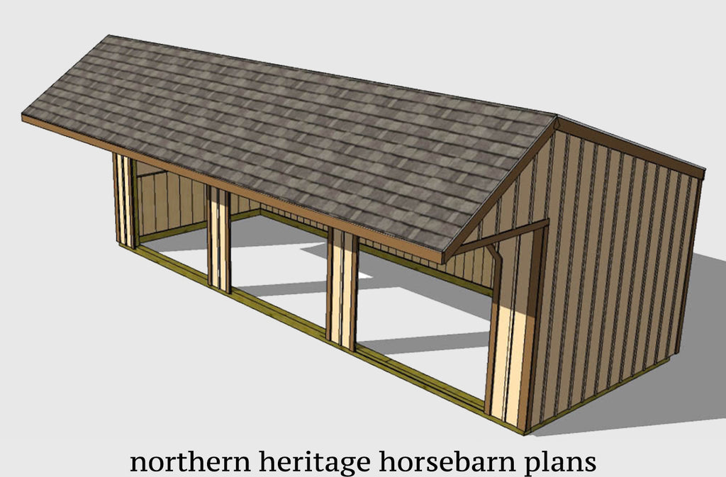 12x32 Run in/loafing Horse Barn Plan with added cantilever