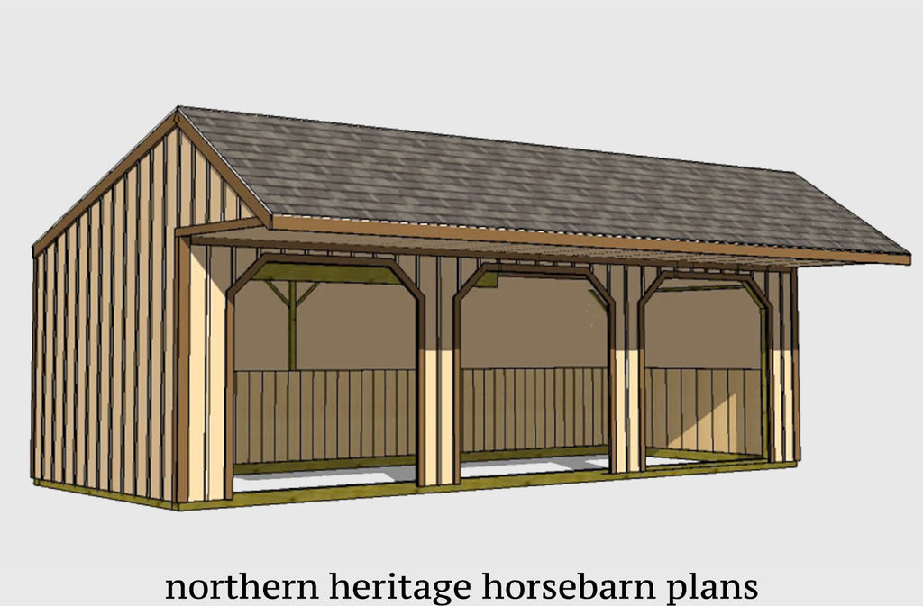 12x32 Run in/loafing Horse Barn Plan with added cantilever