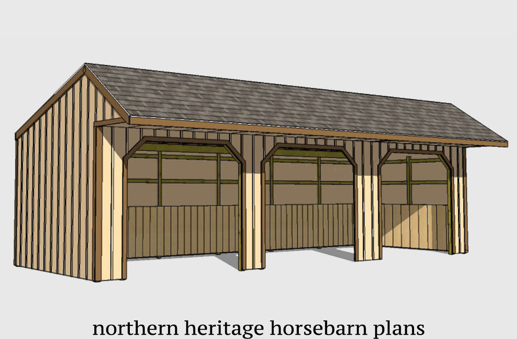 12x36 Run in/loafing Horse Barn Plan with added cantilever