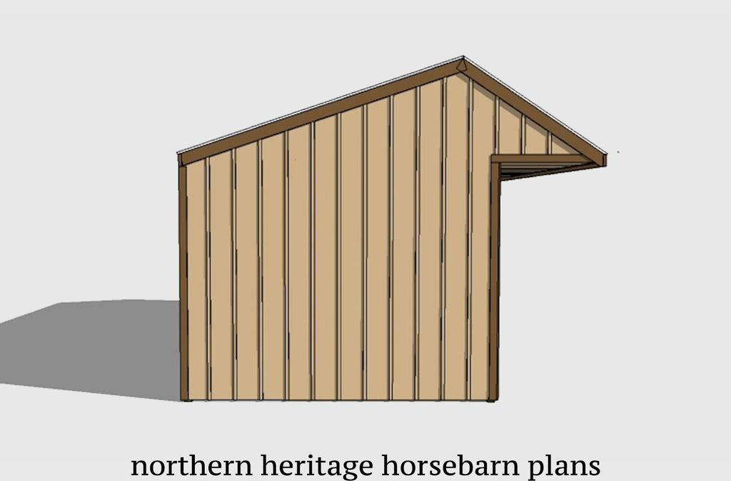 12x36 Run in/loafing Horse Barn Plan with added cantilever