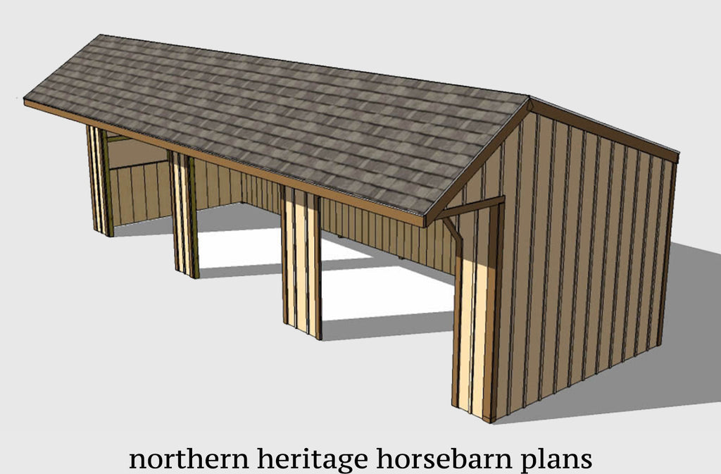 12x36 Run in/loafing Horse Barn Plan with added cantilever