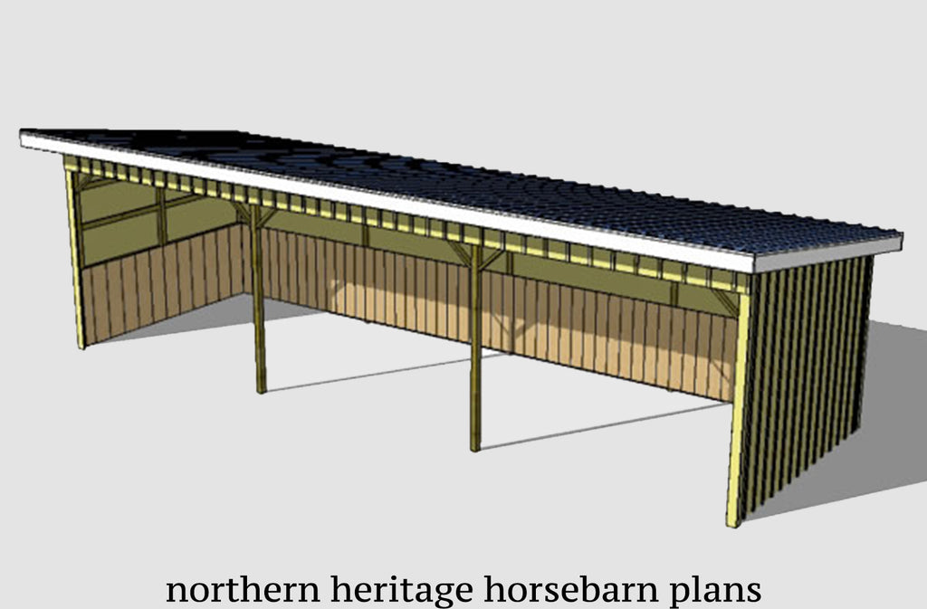 12x36-RI-LT Run in/loafing Horse Barn Plan
