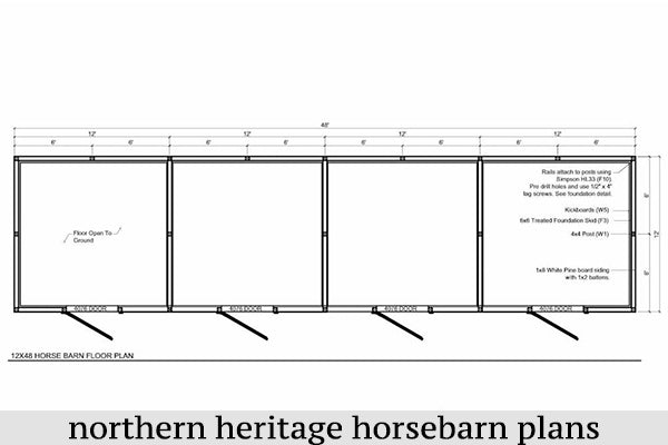 12x48 Horse Barn Plan- 4 stall