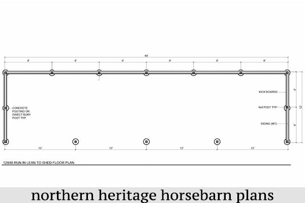 12x48 Run in/loafing Horse Barn Plan