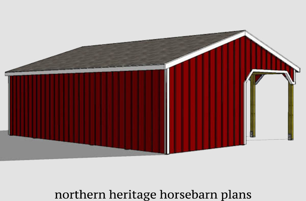 22x30 Run in/loafing Horse Barn Plan with added bonus tack room and convenient breezeway