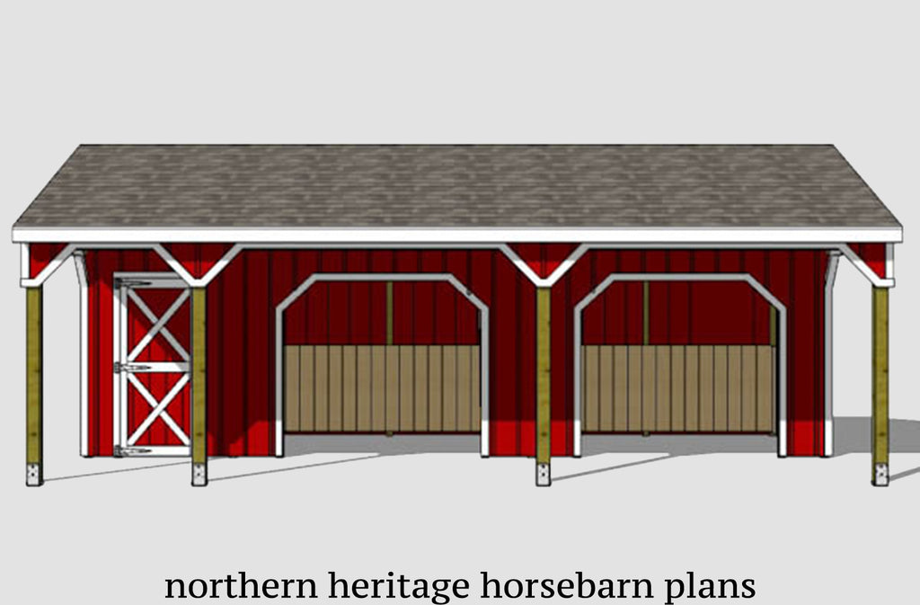 22x30 Run in/loafing Horse Barn Plan with added bonus tack room and convenient breezeway