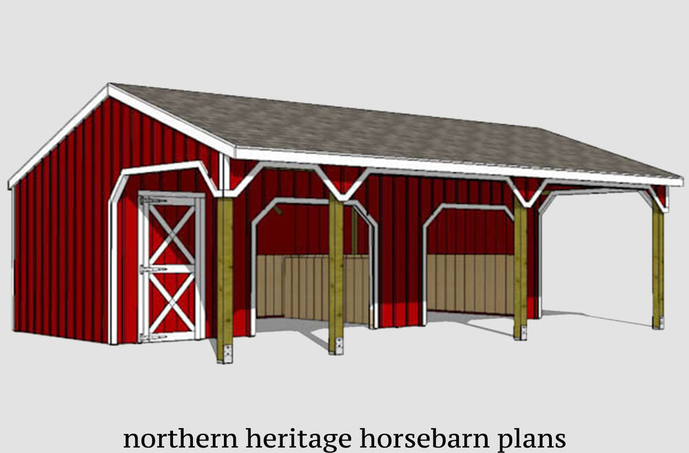 22x30 Run in/loafing Horse Barn Plan with added bonus tack room and convenient breezeway