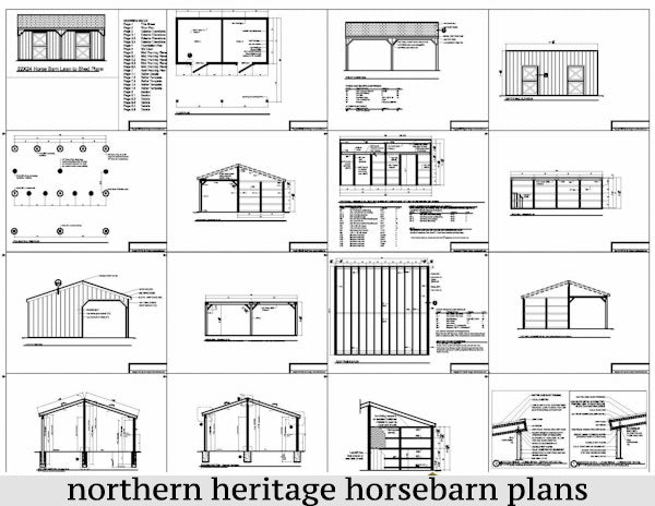 22x24 Lean to Horse Barn Plan- 2 stall