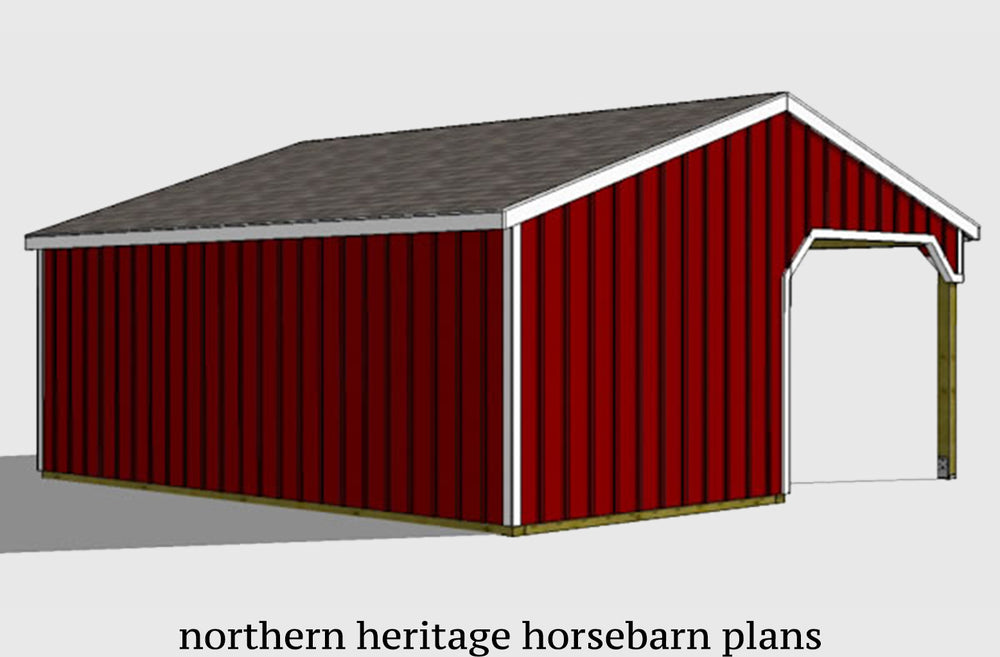 22x24 Lean to Horse Barn Plan- 2 stall