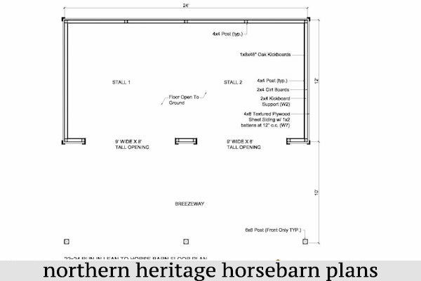 22x24 Run in /loafing Horse Barn Plan 2