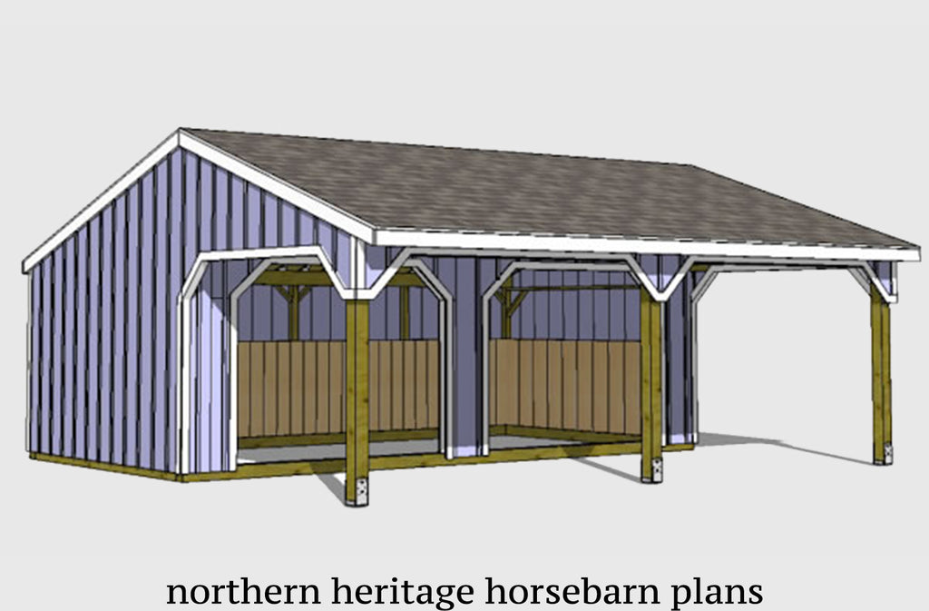 22x24 Run in /loafing Horse Barn Plan 2