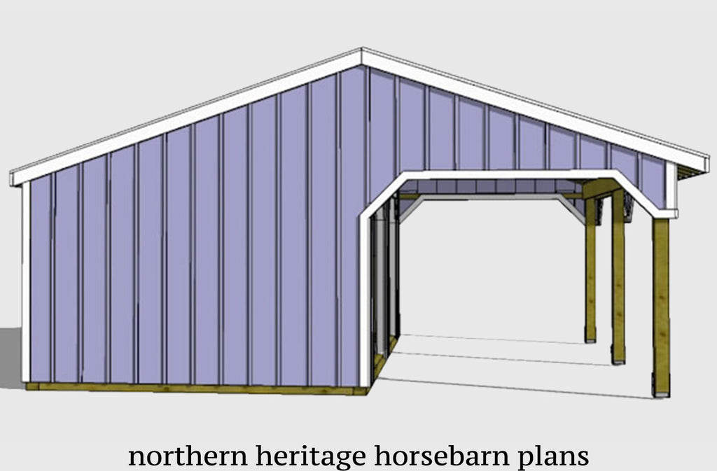 22x24 Run in /loafing Horse Barn Plan 2