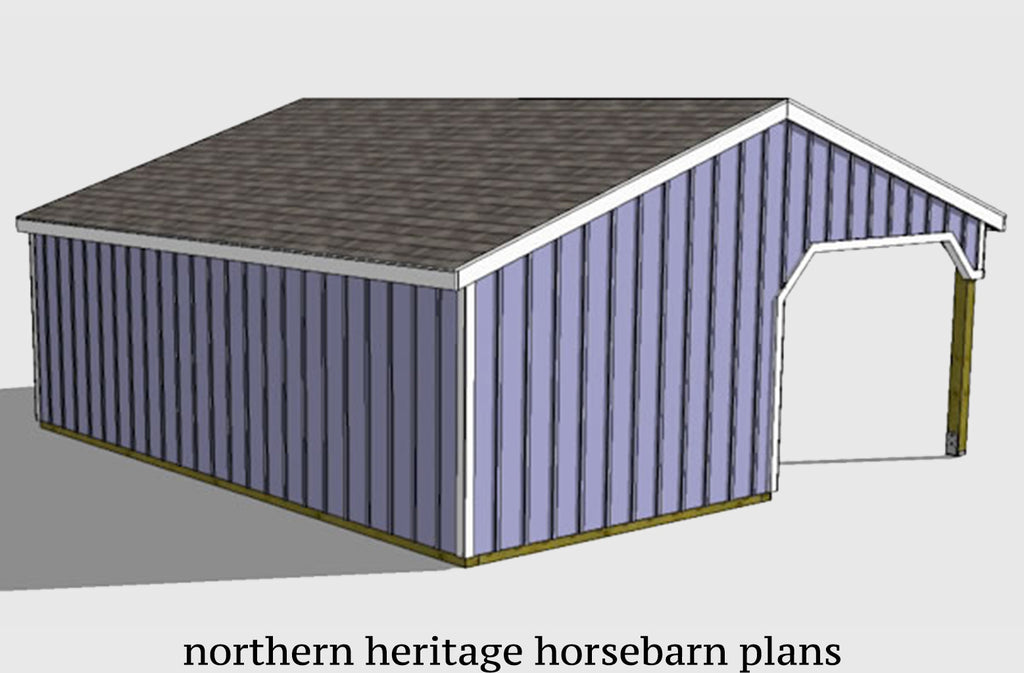 22x24 Run in /loafing Horse Barn Plan 2