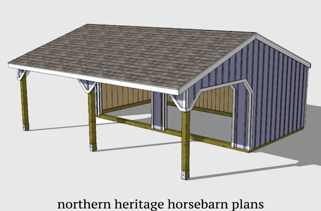22x24 Run in /loafing Horse Barn Plan 2
