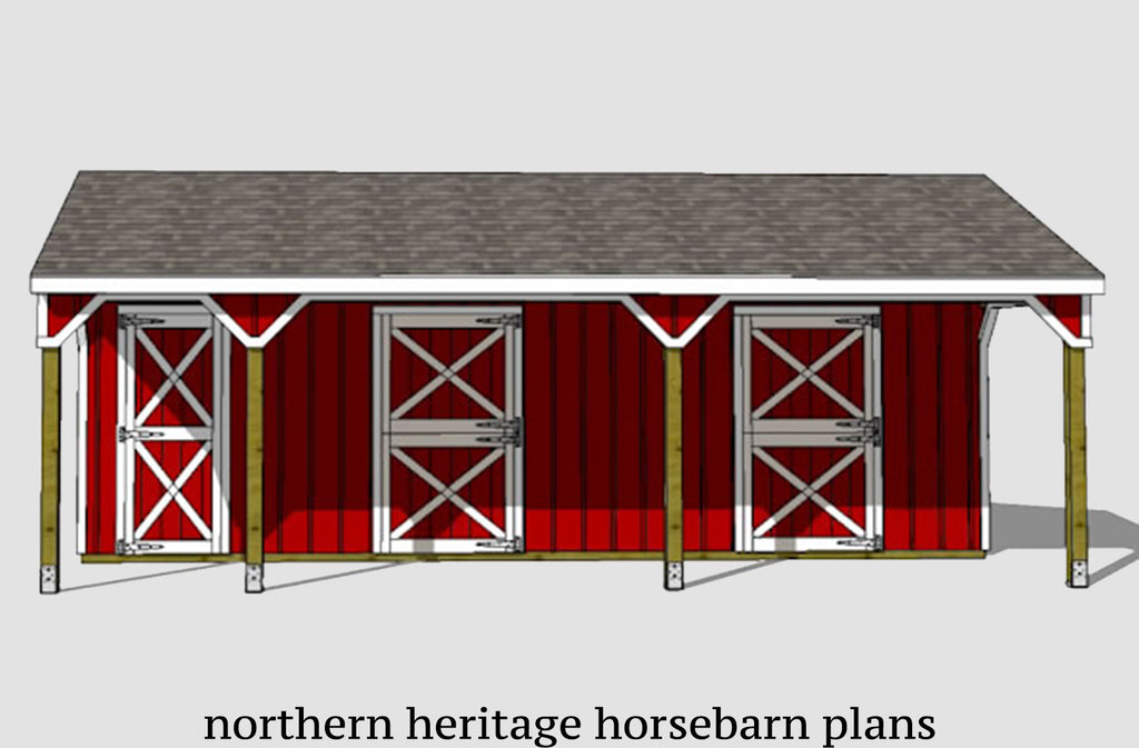 22x30 Lean to Horse Barn Plan with added bonus tack room- 2 stall