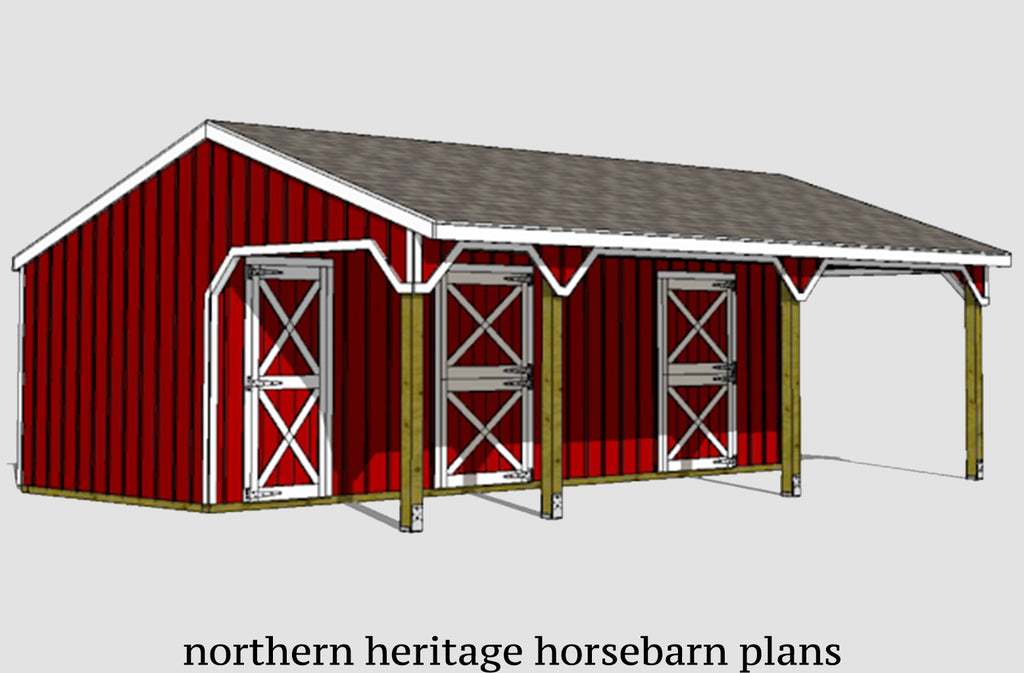 22x30 Lean to Horse Barn Plan with added bonus tack room- 2 stall