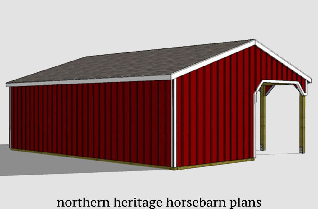 22x30 Lean to Horse Barn Plan with added bonus tack room- 2 stall