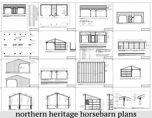 22x30 Lean to Run in/loafing horse barn plan with added tack room and bonus breezeway