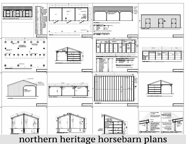 22x36 Lean to Horse Barn Plan- 3 stall