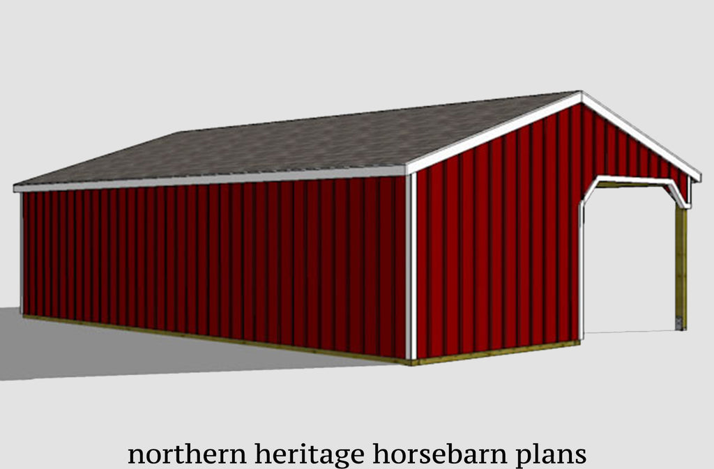 22x36 Lean to Horse Barn Plan- 3 stall