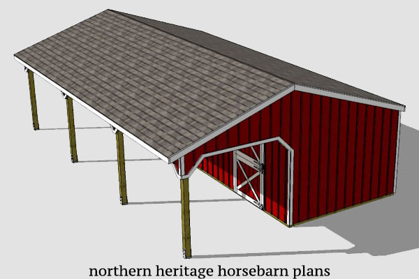 22x26 Horse Barn Plan with added tack room bonus (10x12 stall)