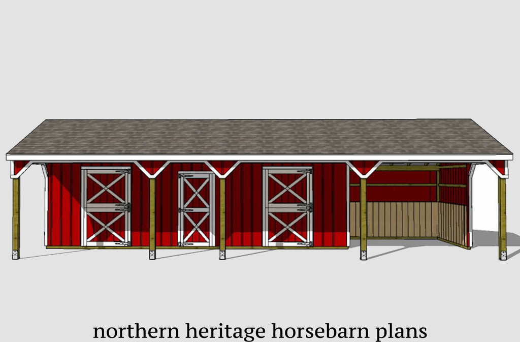 22x42 Horse Barn Plan with added tack room bonus - 1 open stall